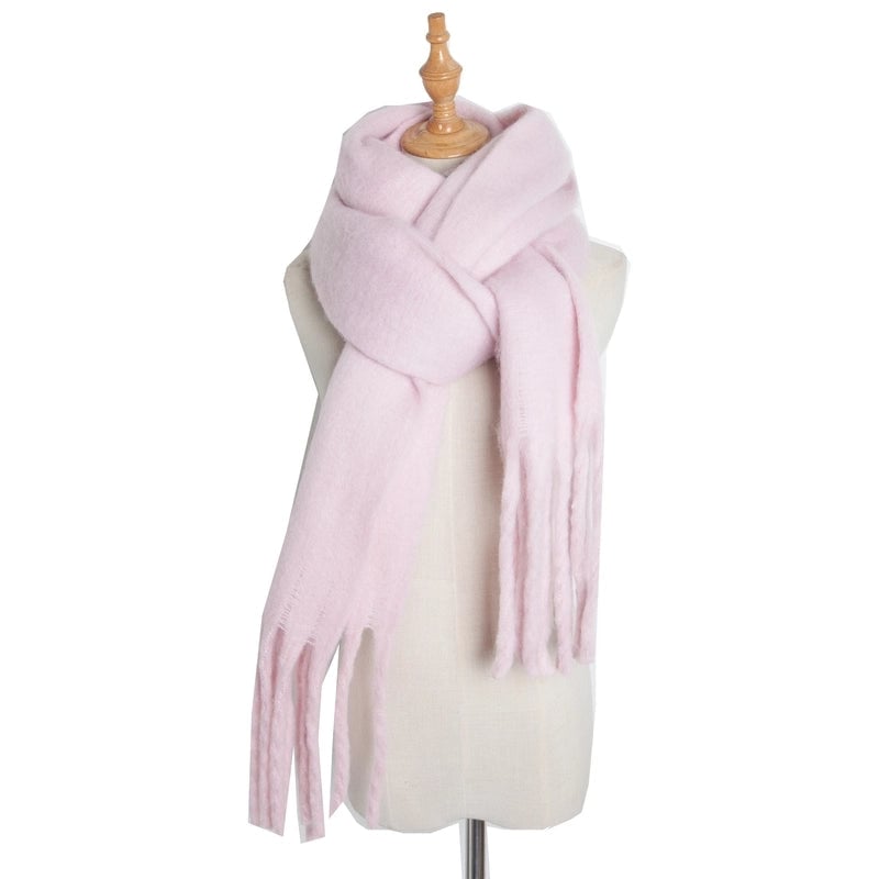 Autumn And Winter New Women's Shawl Long Tassel Thick Grass Green Thick Solid Color Scarf Multi-color Optional