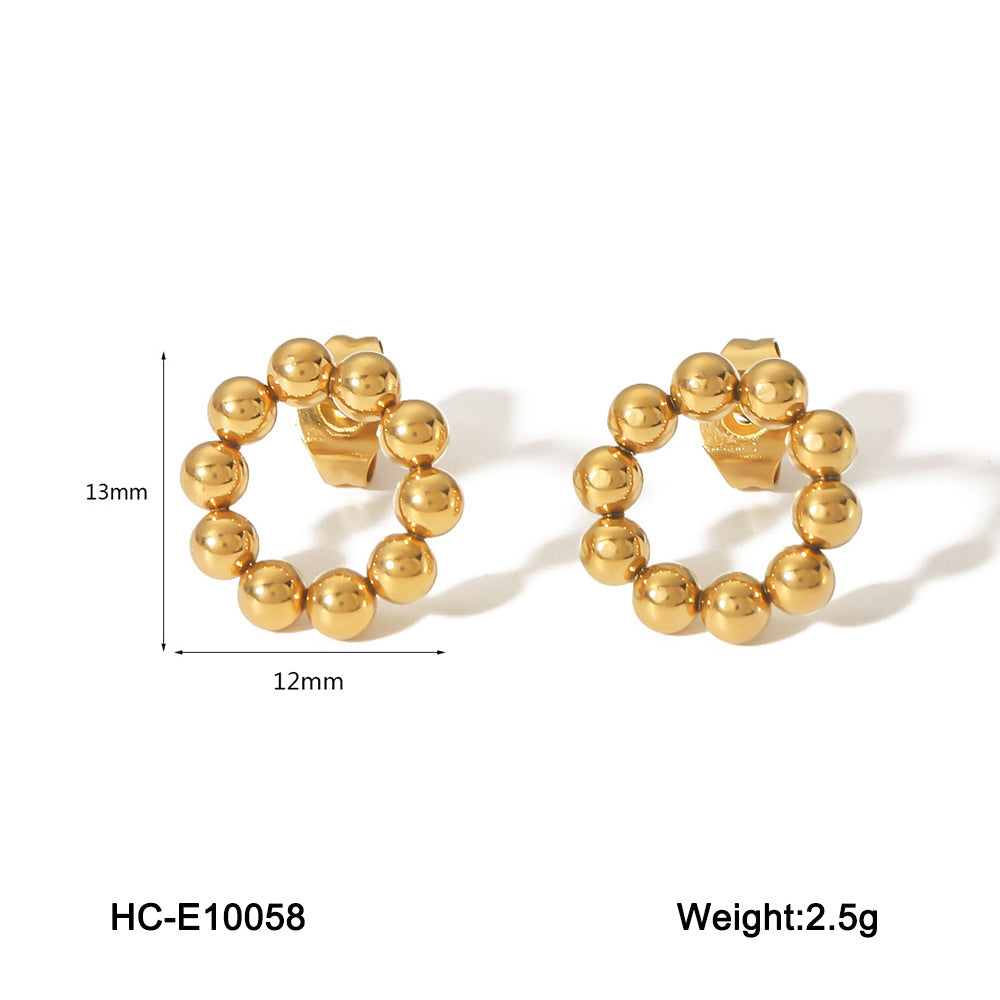 Sphere Geometric Stainless Steel Electroplating Earrings