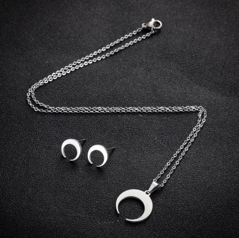 Fashion Geometric 201 Stainless Steel 18K Gold Plated Plating Earrings Necklace