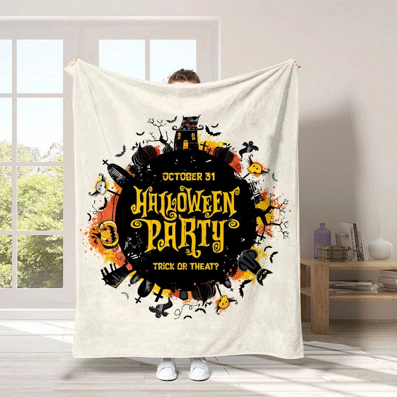 Halloween Cute Pumpkin Letter Bat Polyester Blanket Couch & Sofa Decor