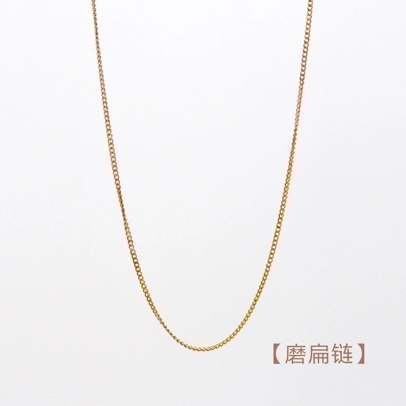 Fashion Round Titanium Steel 18K Gold Plated Inlaid Gold Necklace
