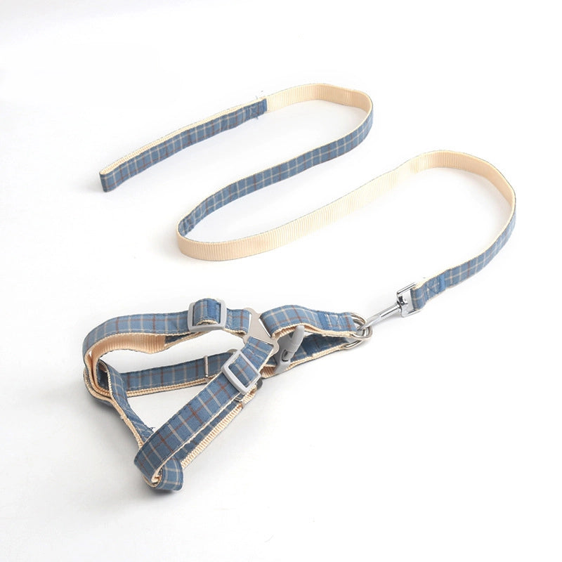 Second Generation Upgraded Pet Leash  Two-color Plaid Imitation Nylon Dog Leash