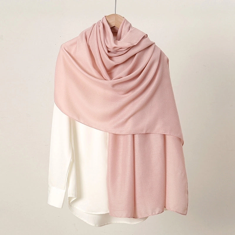 Women's Casual Sweet Solid Color Cotton And Linen Scarf