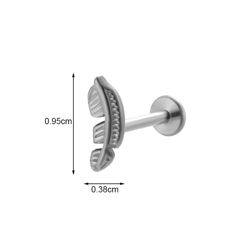 1 Piece Ear Cartilage Rings & Studs IG Style Vintage Style Palm Feather Snake Pure Titanium Plating Inlay Zircon