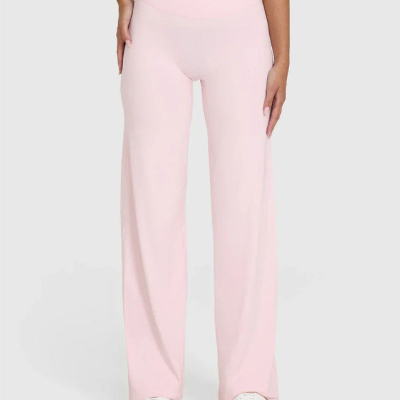 High Rise Straight Pants with Stretch Fit and Soft Touch Fabric