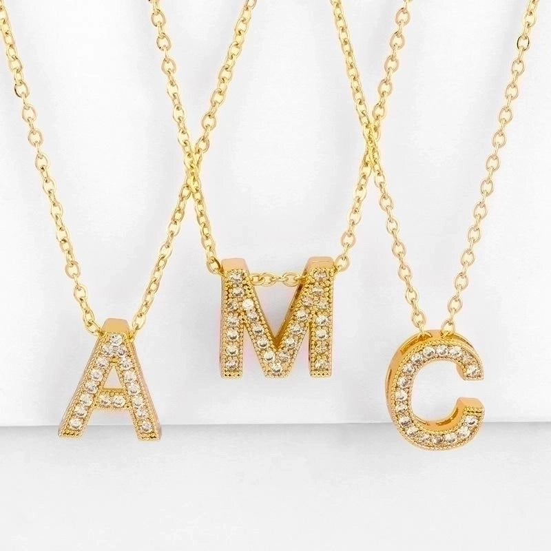 Fashion Letter Copper Gold Plated Zircon Necklace