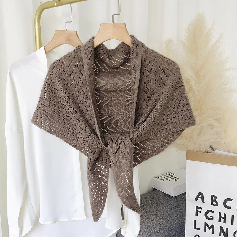 Women's Sweet Solid Color Knit Hollow Out Shawls