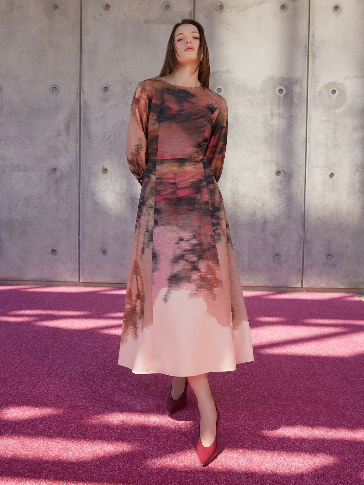 A-Line Abstract Woven Maxi Dress - Modern Fit