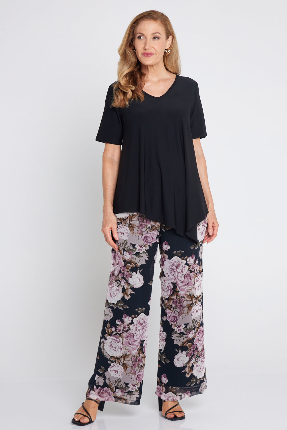 Rendezvous Chiffon Pants - Mauve Roses