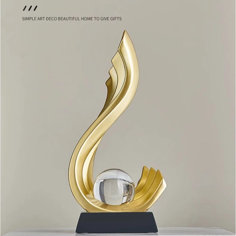 Home Decor Modern Light Luxury Living Room Decor Ornaments Resin Statue Crystal Ball Abstract Model Crafts Office Desktop Decor