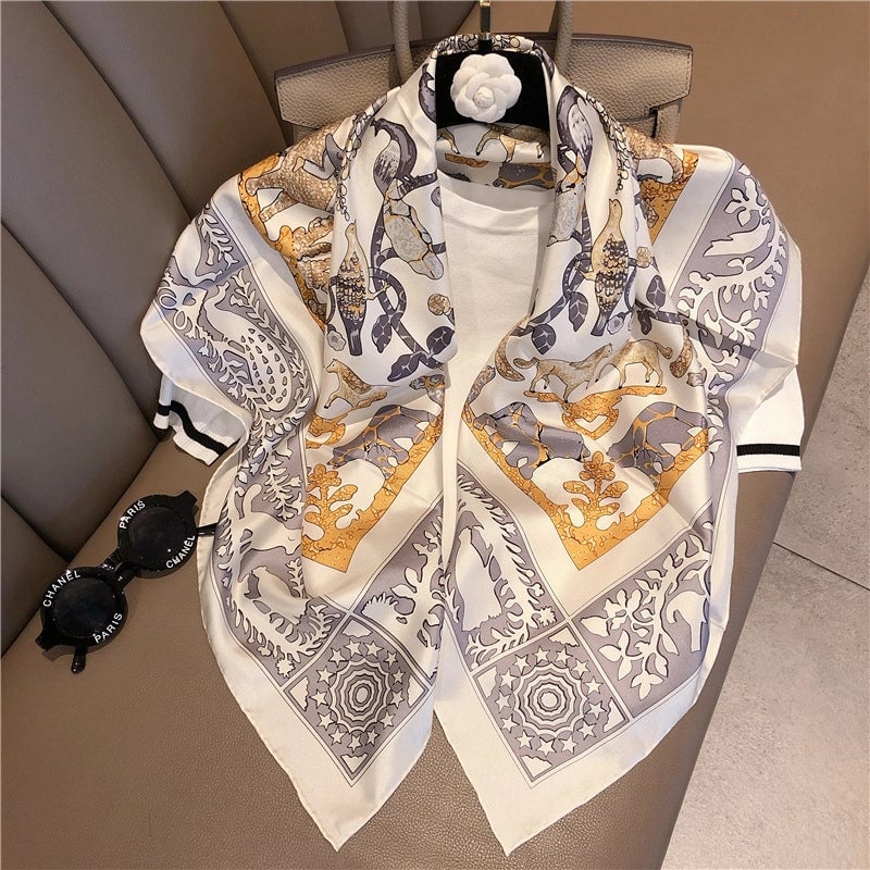 Women's Elegant Minimalist Printing Silk Printing Silk Scarf