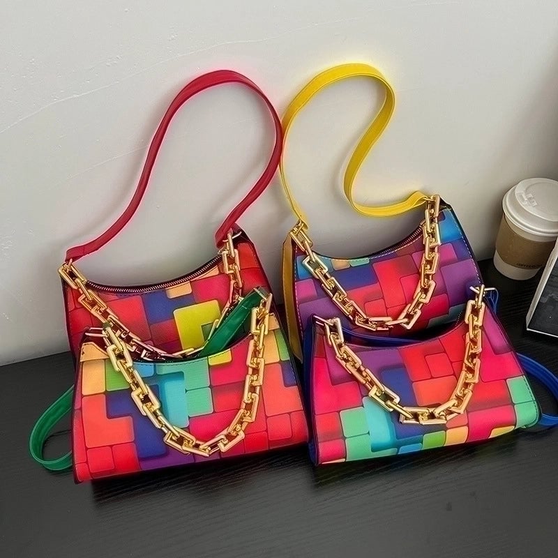 Women's Medium Pu Leather Stripe Streetwear Zipper Underarm Bag