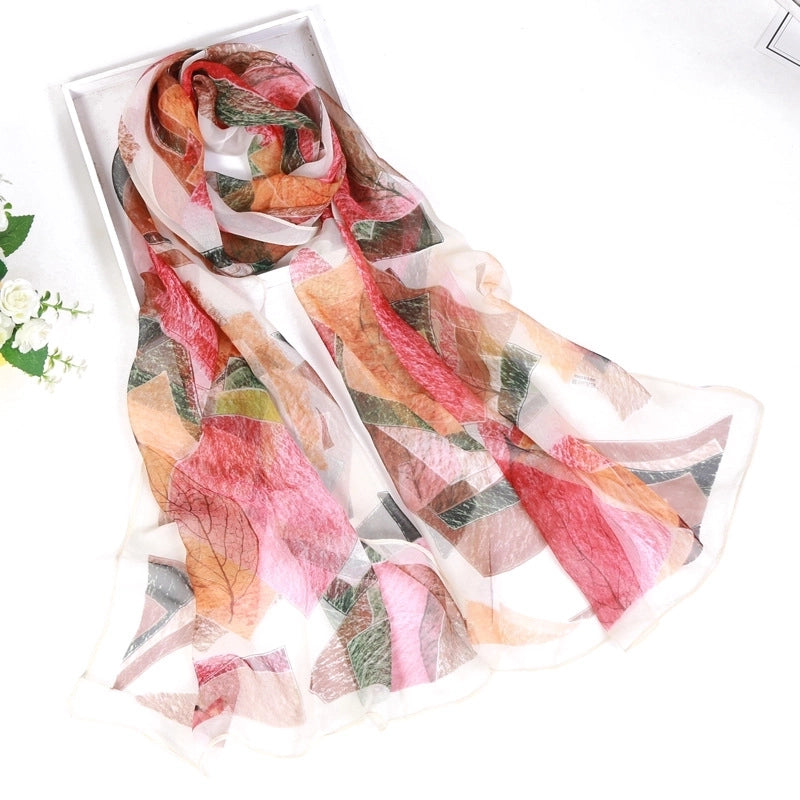Women's Elegant Color Block Flower Georgette Silk Scarves
