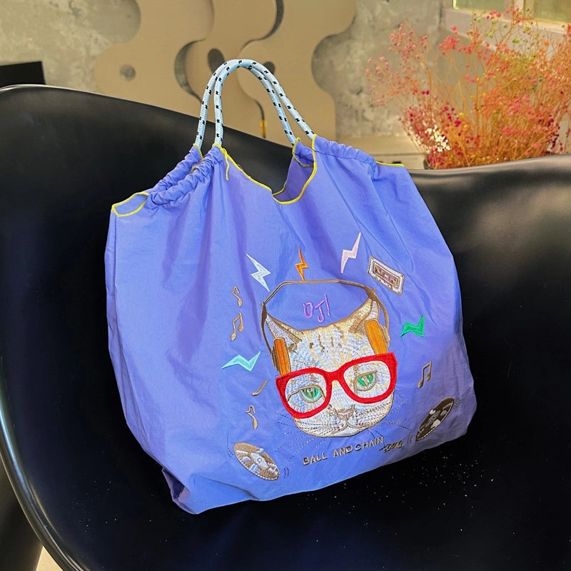 Women's Large Nylon Animal Donuts Basic Classic Style Square Open Shopping Bags