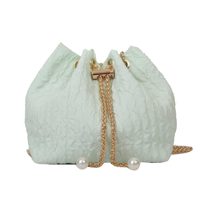 Women's Canvas Solid Color Basic Bucket String Crossbody Bag