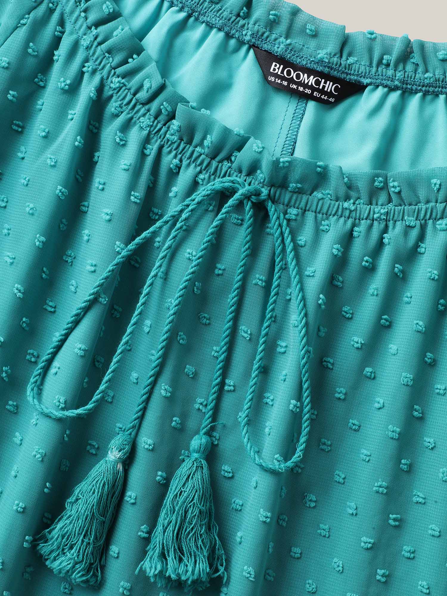 Polka Dot Texture Tiered Tassel Midi Dress