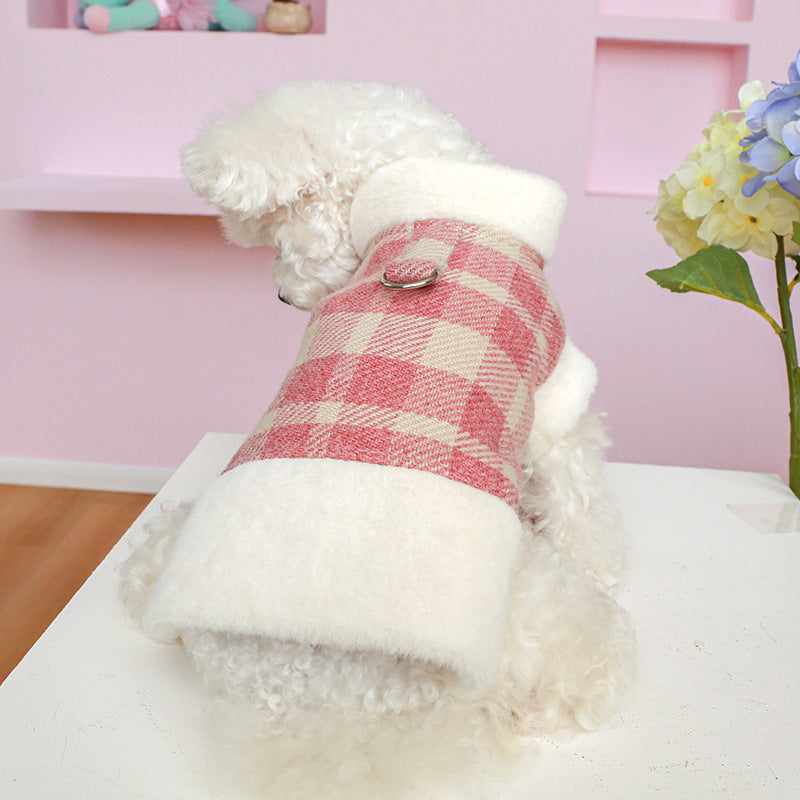 Warm Plaid Dog Harness Coat