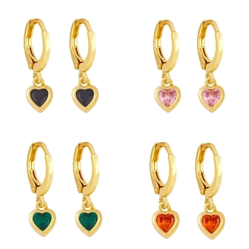 Fashion Heart Copper Artificial Gemstones Copper Earrings