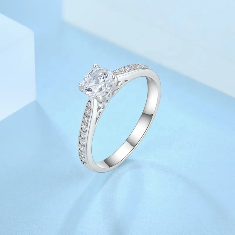 Trendy Jewelry 925 Sterling Silver White Sand Diamond Ring Schmuck Engraved Girl Love Jewelry Ring