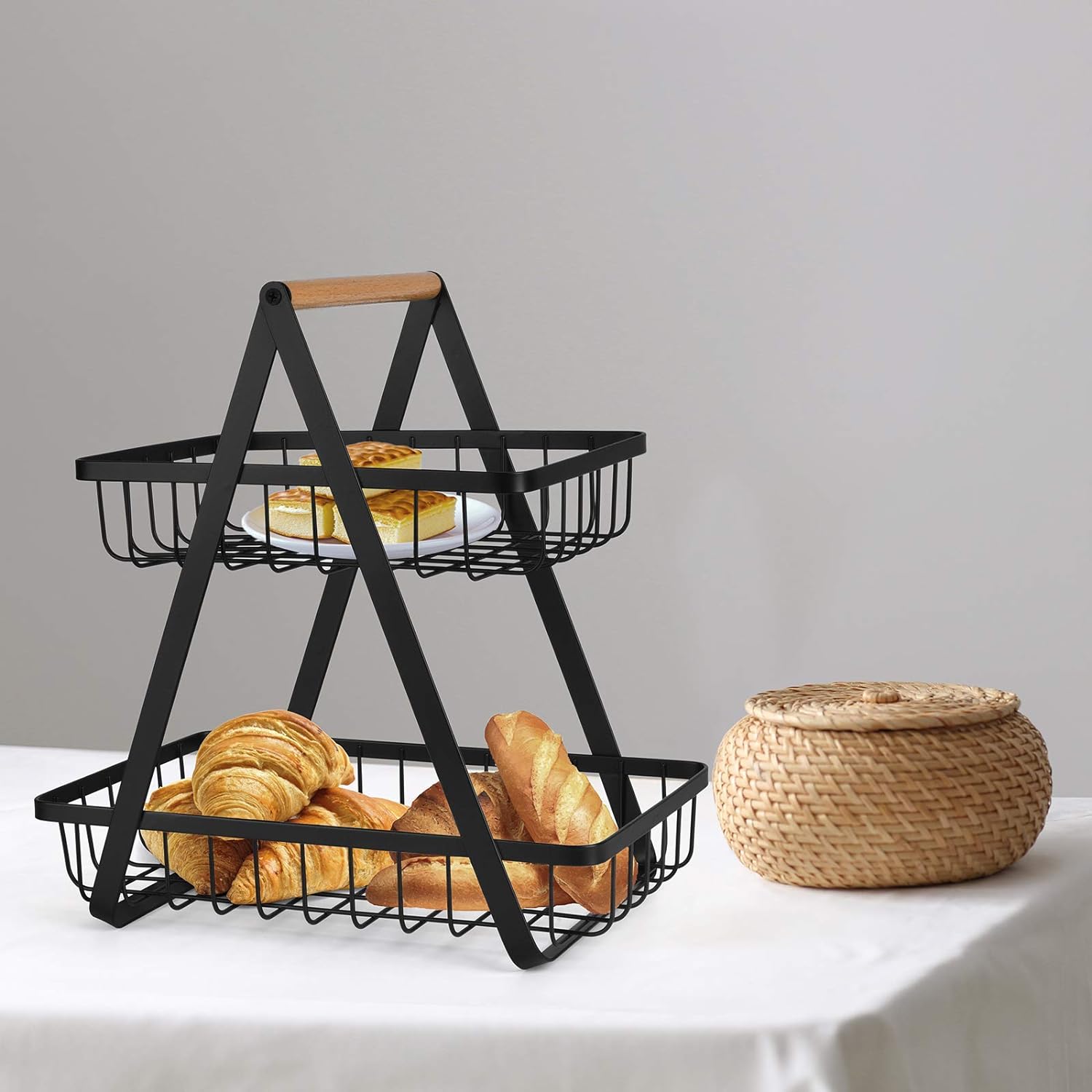 2 Tier Metalic Multi Purpose Storage Basket- Black(5322)