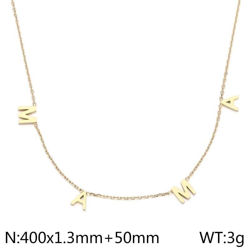 Minimalist Letter Titanium Steel 18K Gold Plated Plating Necklace