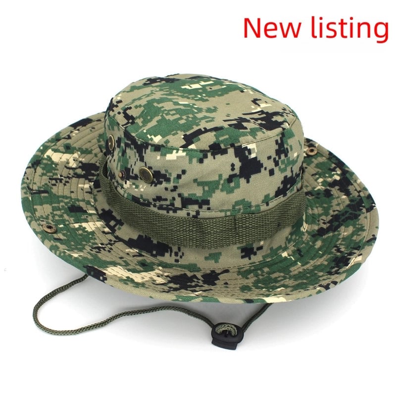 Hot Outdoor Sunscreen Round Edge Hat Mountaineering Hat Camouflage Jungle Hat Benney Hat Men's And Women's Fisherman Hat