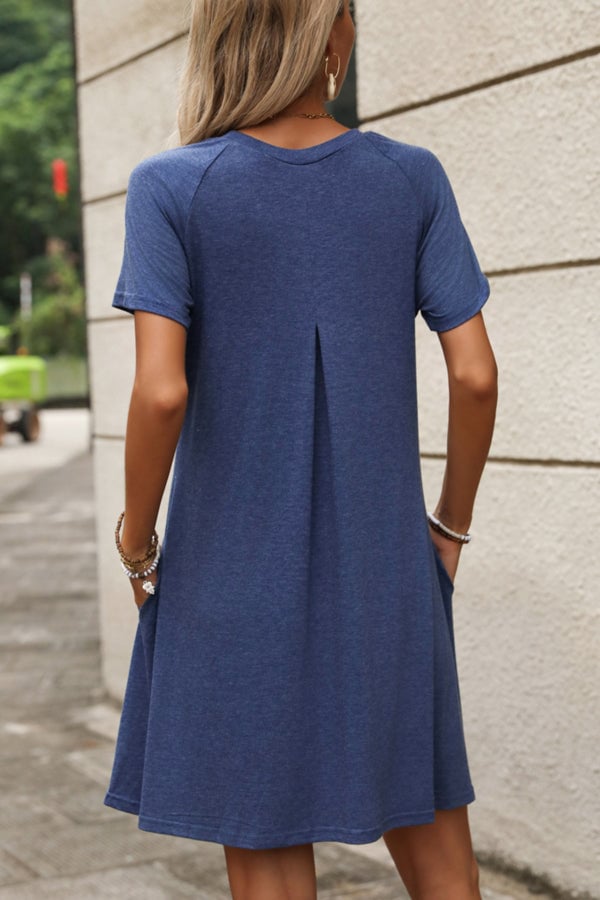 Fashion Solid Color Short Sleeve Mini Dress