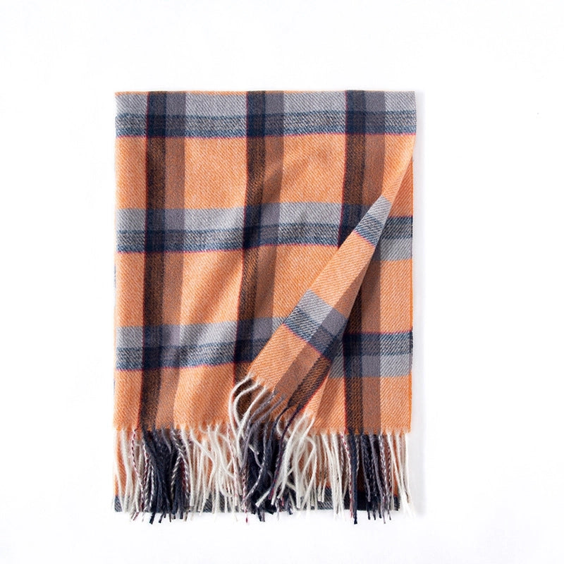 Unisex Vintage Style Minimalist Plaid Polyester Scarf