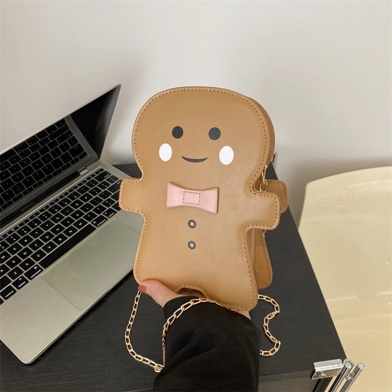 Women's Pu Leather Cartoon Character Cute Oval Zipper Shoulder Bag
