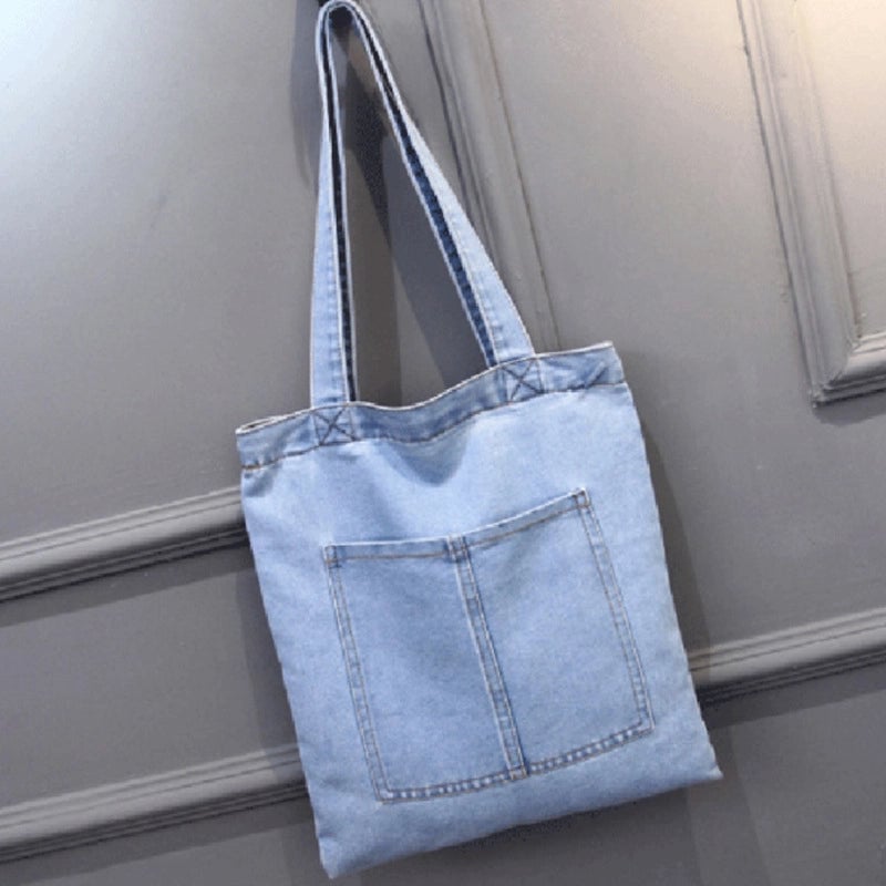New Large Capacity Shoulder Bag Women's Casual Street Canvas Denim Shoulder Bag Shopping Bag Handbag