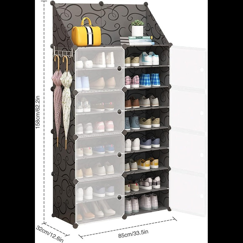 2 Column 9 Layer 8 Door Shoe Rack. Dust proof Shoe Cabinet with Door