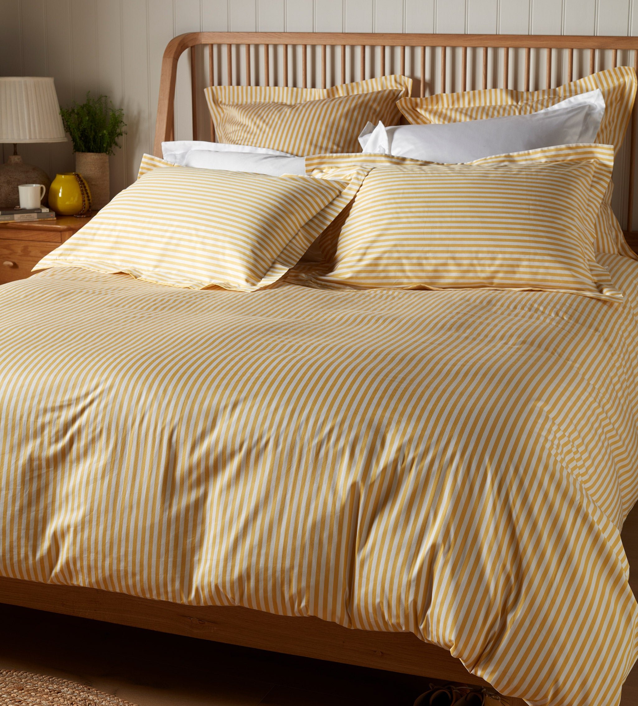 Yellow Betsy Stripe 100% Organic Cotton Duvet Cover