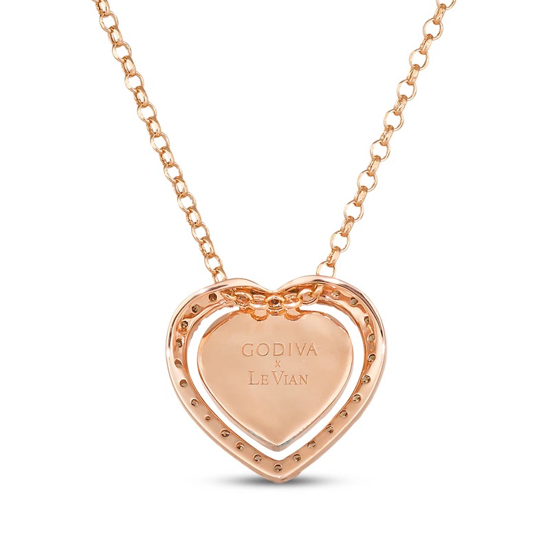Godiva x Le Vian Ruby Heart Necklace 3/8 ct tw Diamonds 14K Strawberry Gold 19