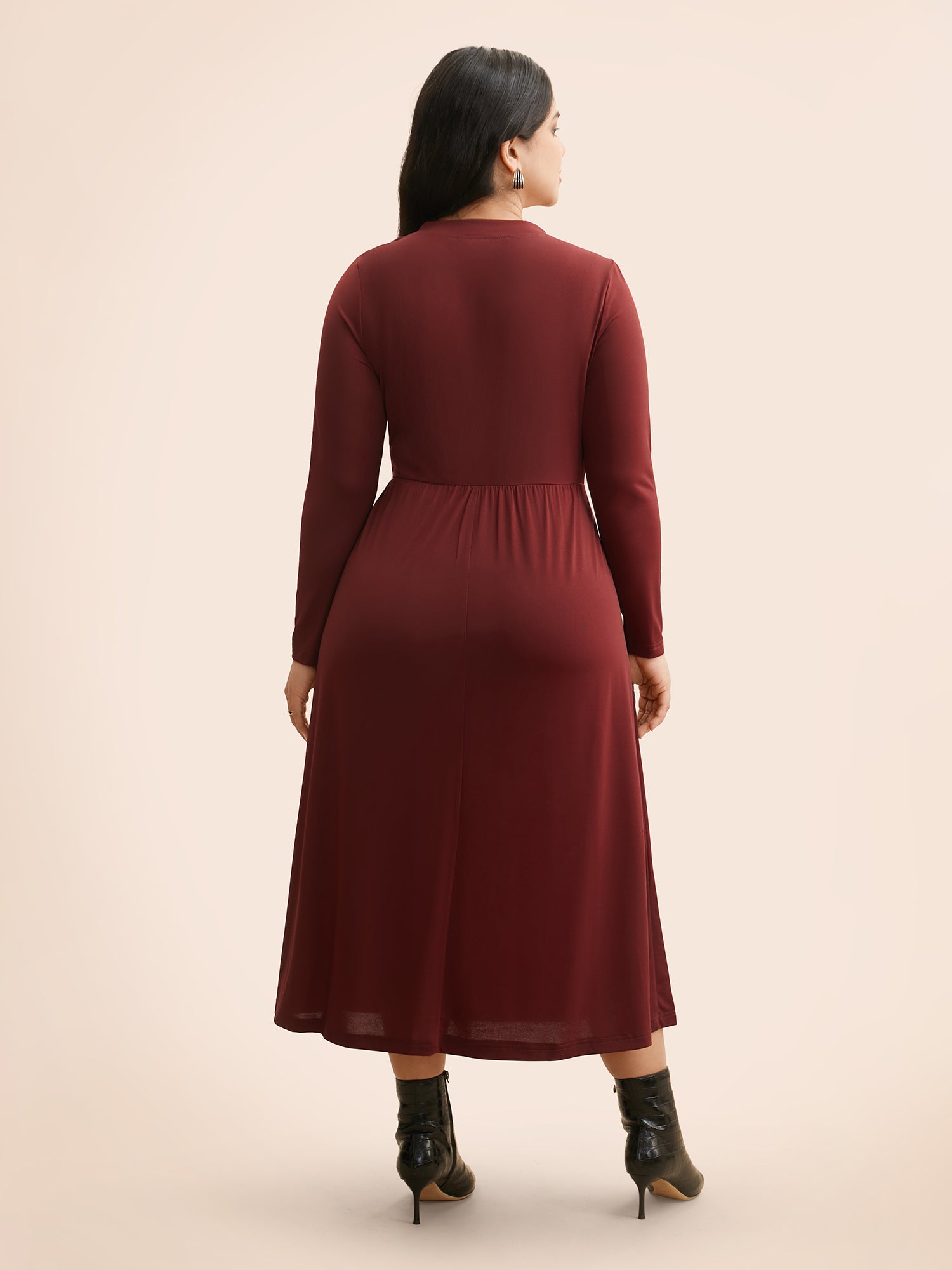 Plain Twist Neck Midi Dress
