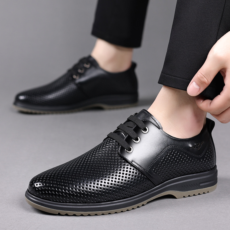 Gptsolvy Fashion Black Men Suit Shoes Party Man Dress Shoes Italian Luxury Soft Sole Leather Formal Shoes Men Office Hollow Leather Shoes