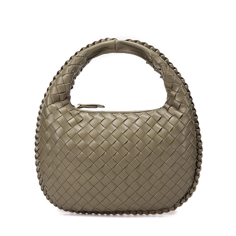 Women's All Seasons Pu Leather Solid Color Basic Oval Zipper Handbag