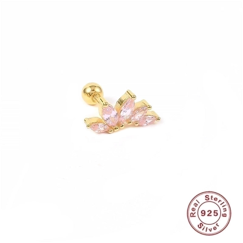 1 Piece Silver Zircon Geometric Ear Studs