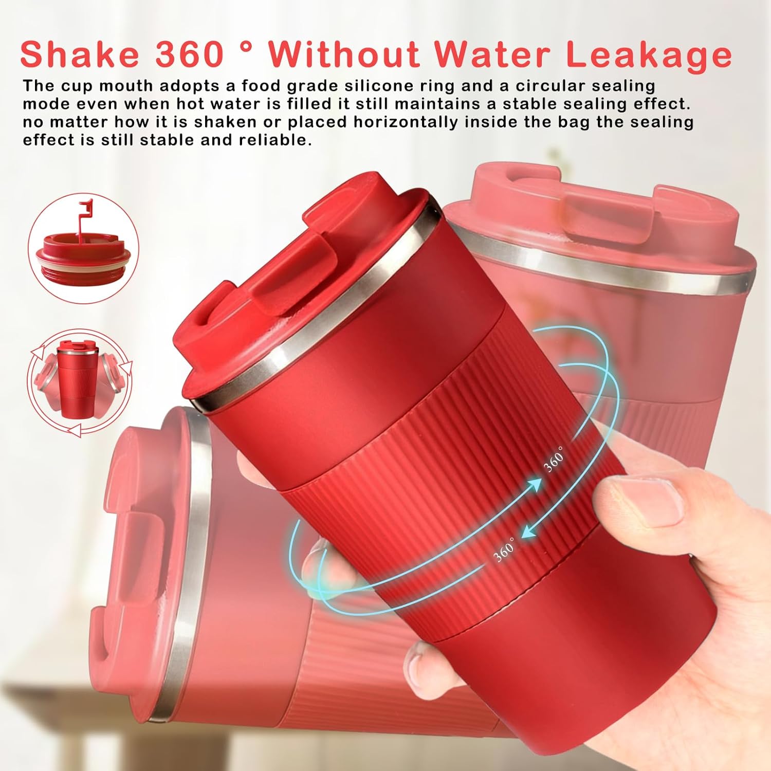 Senshuomy Travel Mug, Insulated Coffee Cup with Leakproof Lid, Reusable Coffee Cups Travel Cup, Stainless Steel thermaol Mug for Hot Cold Drinks (Green 380ml)