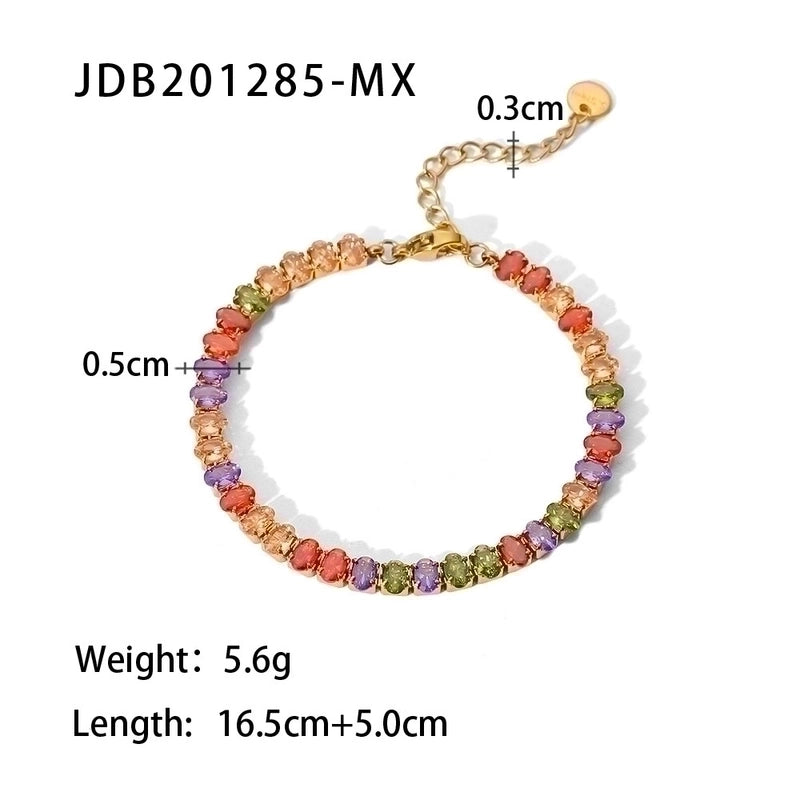 Fashion Geometric Stainless Steel Zircon Bracelets In Bulk