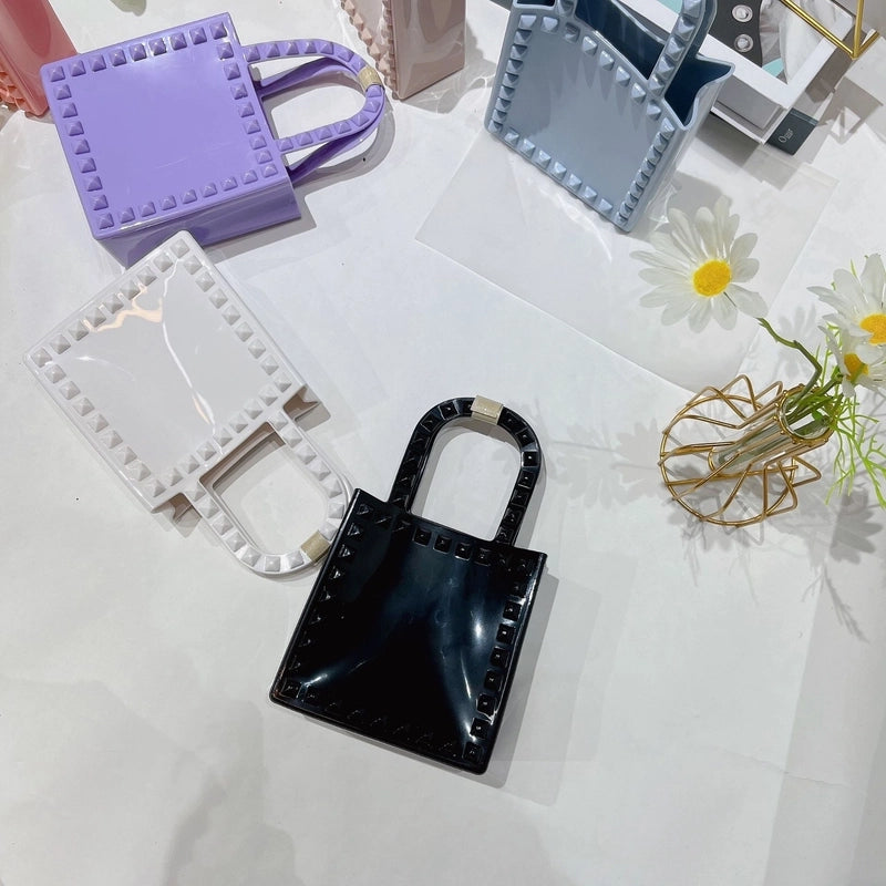 Women's Mini All Seasons Pvc Solid Color Fashion Square Open Handbag