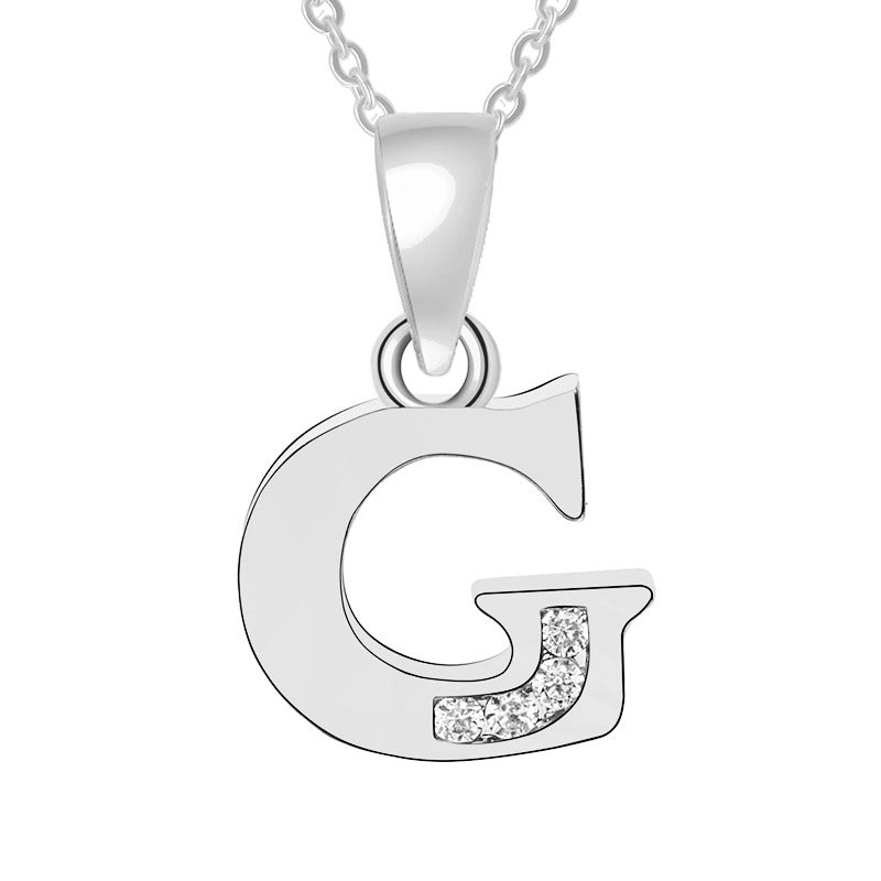 Minimalist Letter Copper Plating Inlay Zircon Pendant Necklace