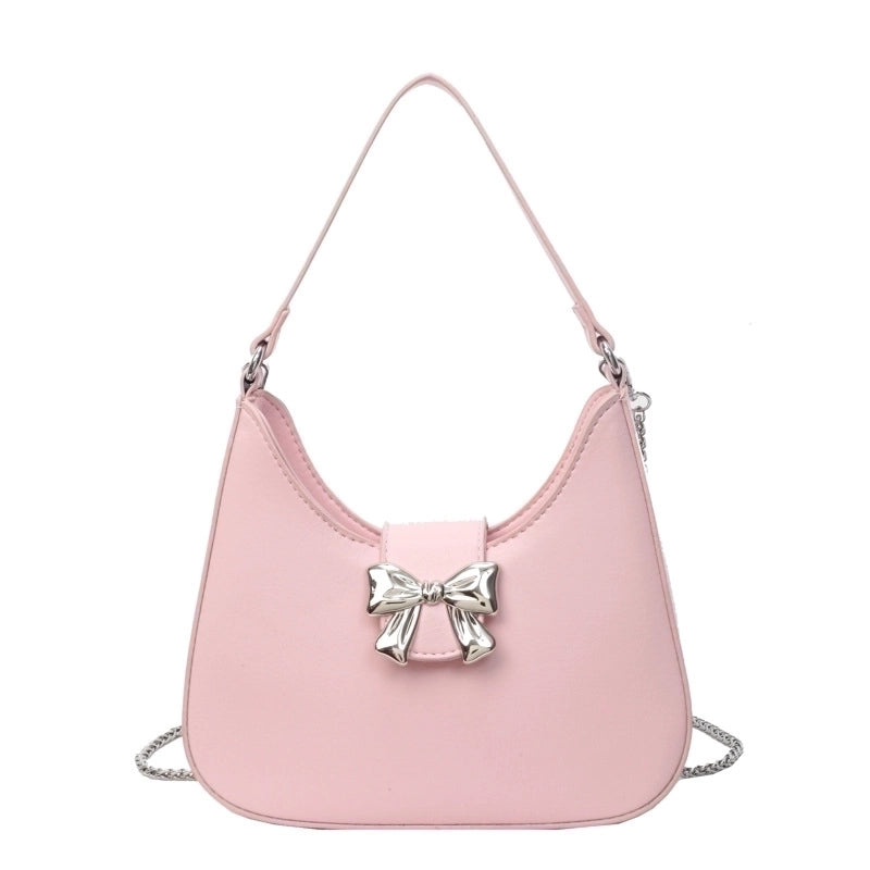 Women's Medium Pu Leather Bow Knot Basic Flip Cover Handbag