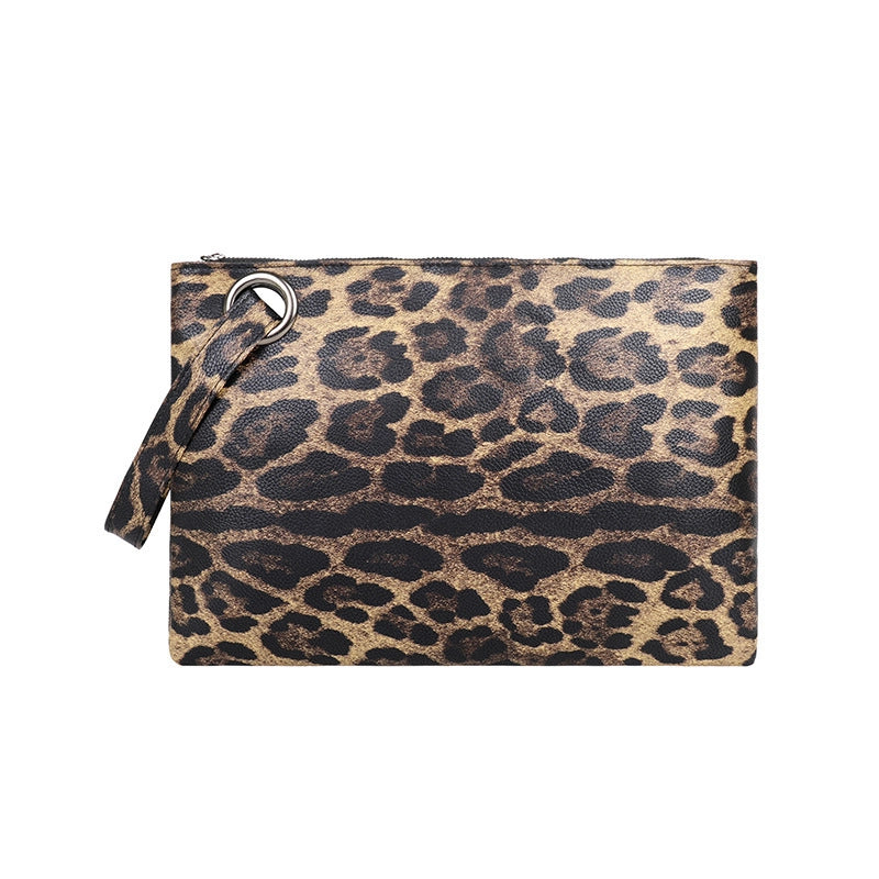 Women's Small Pu Leather Cows Zebra Leopard Vintage Style Classic Style Square Zipper Clutch Bag