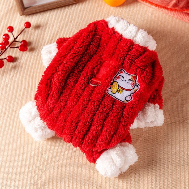 Cute Flannel Animal Solid Color Pet Clothing