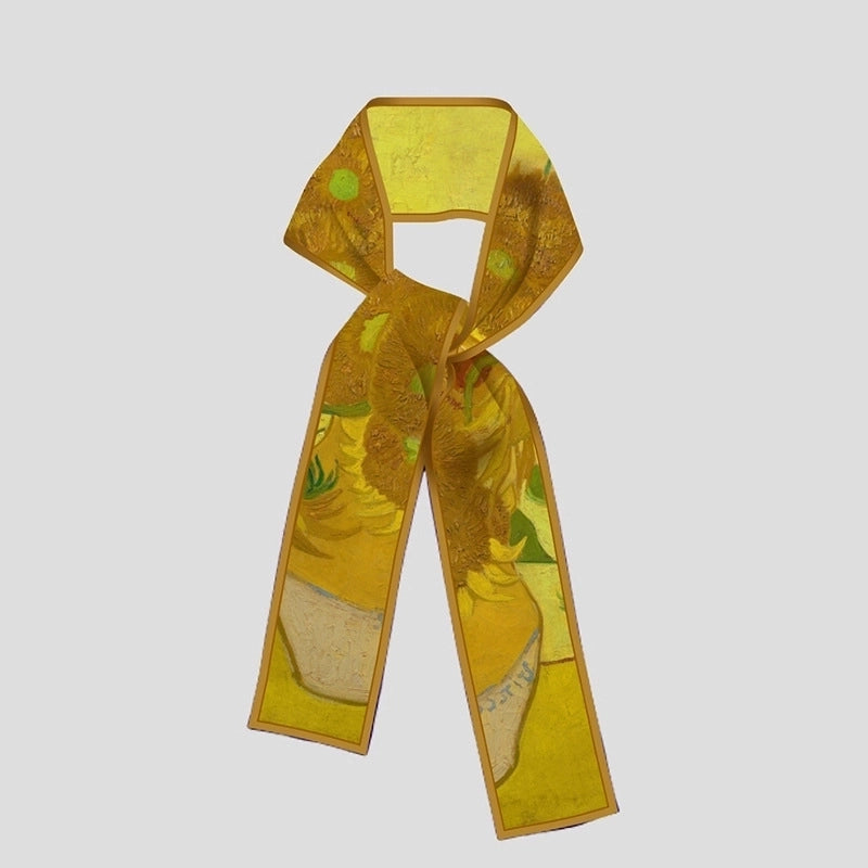Women's Artistic Oil Painting Polyester Silk Scarf