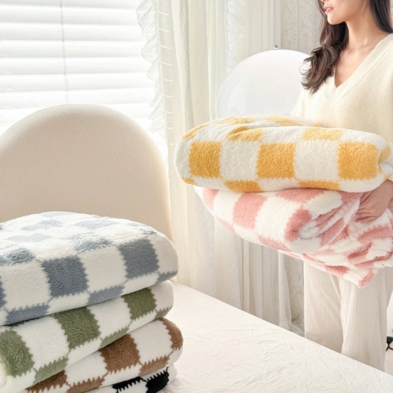 Casual Elegant Glam Lattice Flannel Fabric Blanket Couch & Sofa Decor