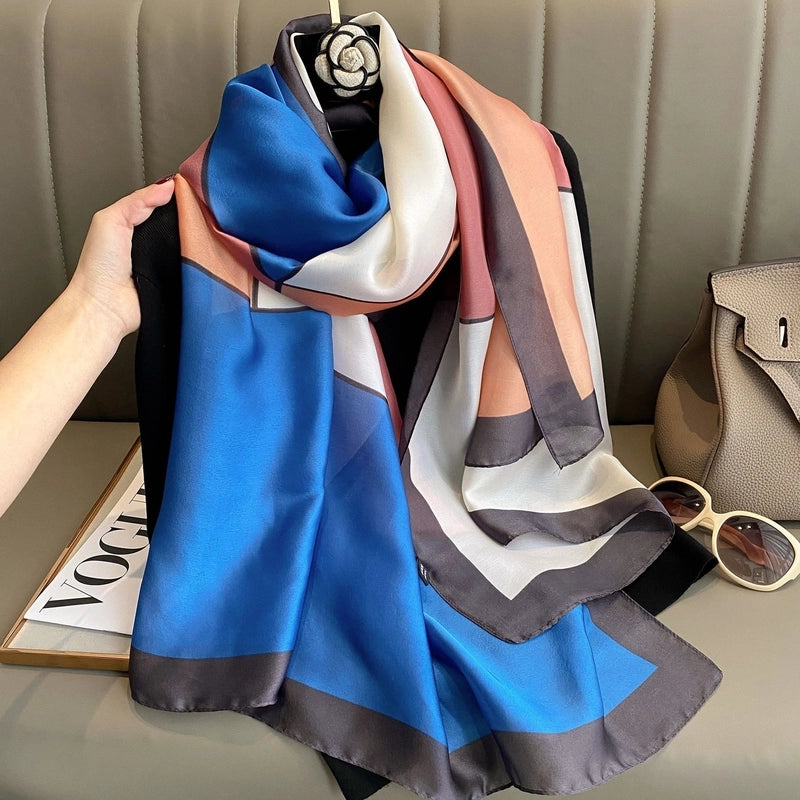 Spring And Summer New Decorative Scarf Women's Fashion Trend Decorative Shawl Color Matching Travel Sunscreen Silk Scarf Beach Towel
