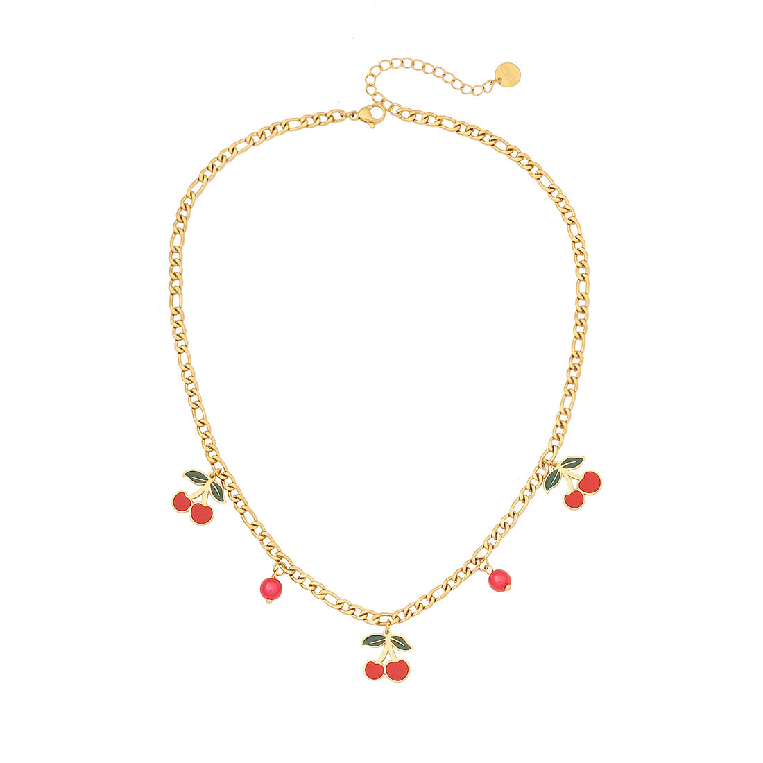 Cute Cherry Pendant Necklace Fashion Stainless Steel Double Chain