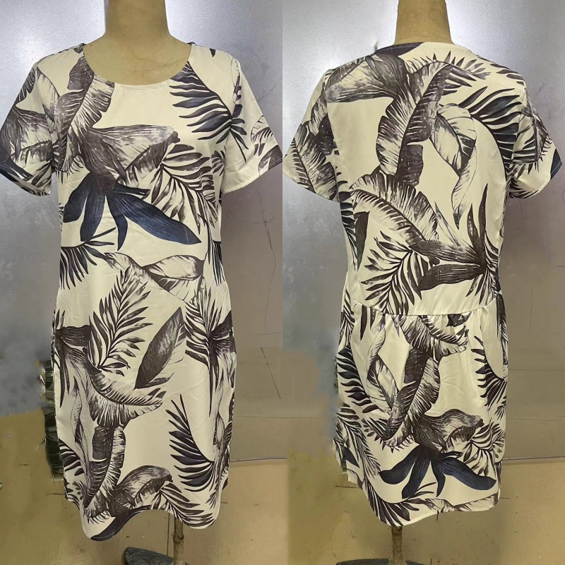 🎁LAST DAY 49% OFF🔥Women's Botanical Print Round Neck Dress