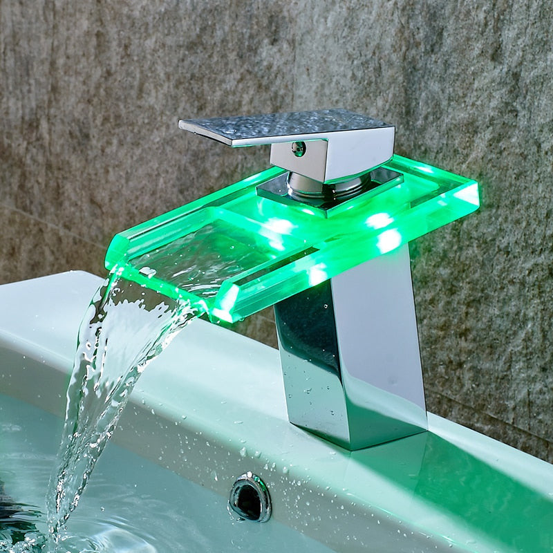 LED Waterfall Bathroom Faucet